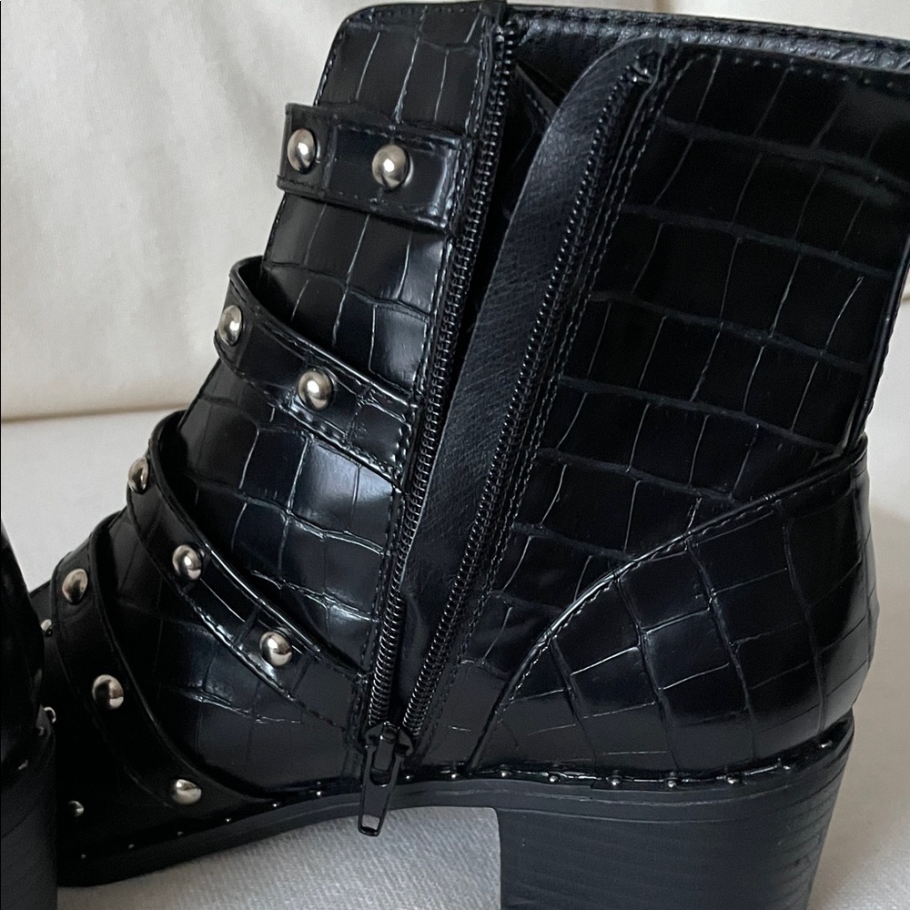 Catherine Malandrino Black Croc-Embossed Buckle Boots - Picture 4 of 6